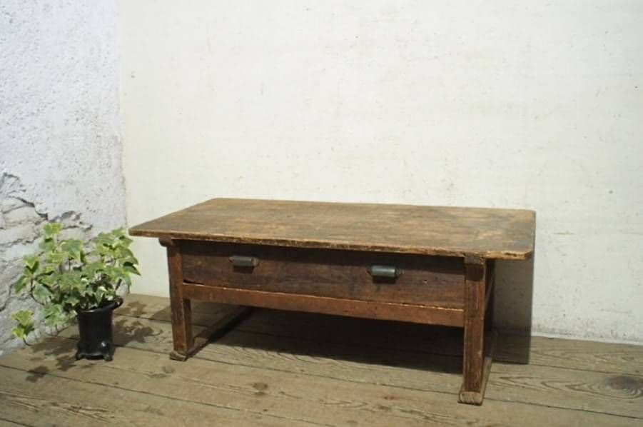 1070 ヴィンテージ　杉の文机　ローテーブル　引き出し　古家具　古道具　レトロ