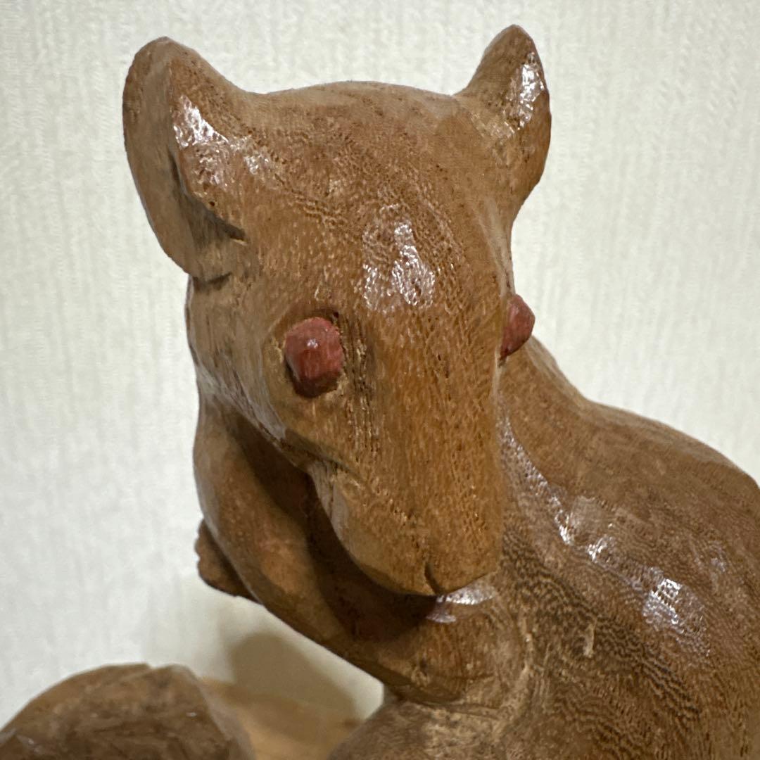 彫刻家　辻 志郎　子　ネズミ　木彫り　骨董品　工芸品　芸術　置物　オブジェ