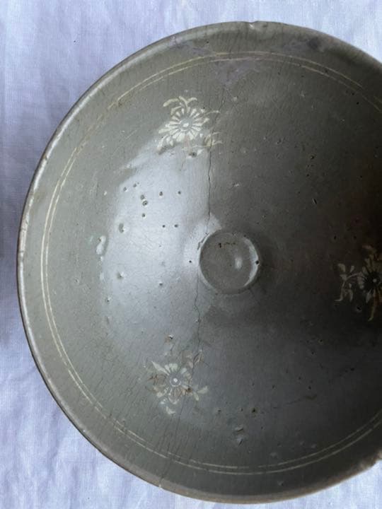 李朝　青磁　三島　印花鉢