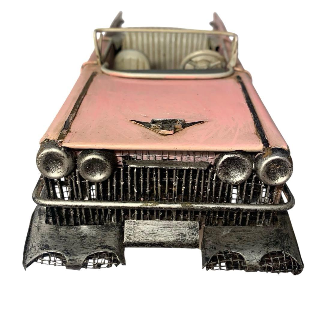 ブリキ　オープンカー　キャデラック　アメリカン　ピンク　インテリア　車