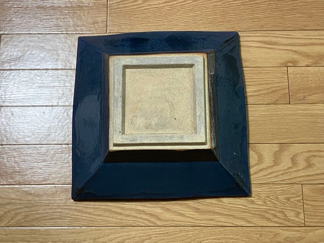 (美品)白石篤 多彩幾何文糠白釉飾皿 益子焼 陶器 飾皿 置物 陶芸