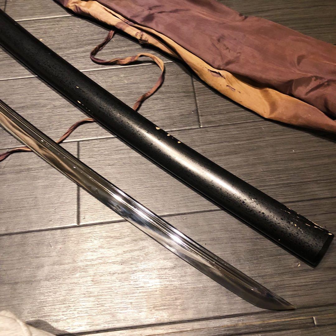 高級模造刀　高級居合刀　樋入り刀身　青緑金拵え　亜合金刀身　居合刀