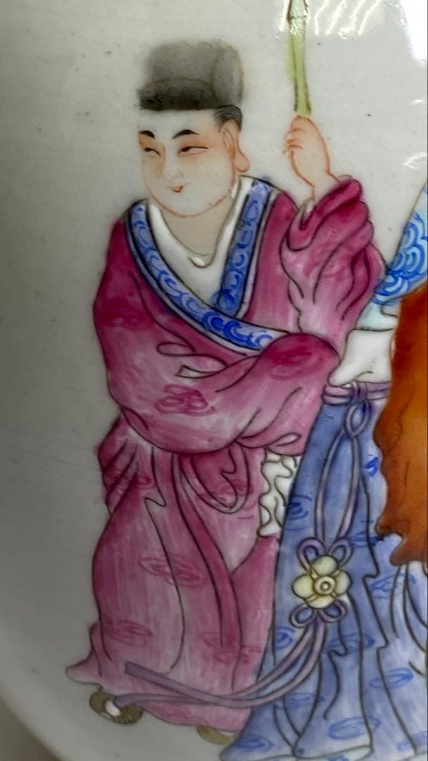 中国清朝時代　粉彩人物画　花入　高さ　25㎝　トサチ　東な8-0121☆2F