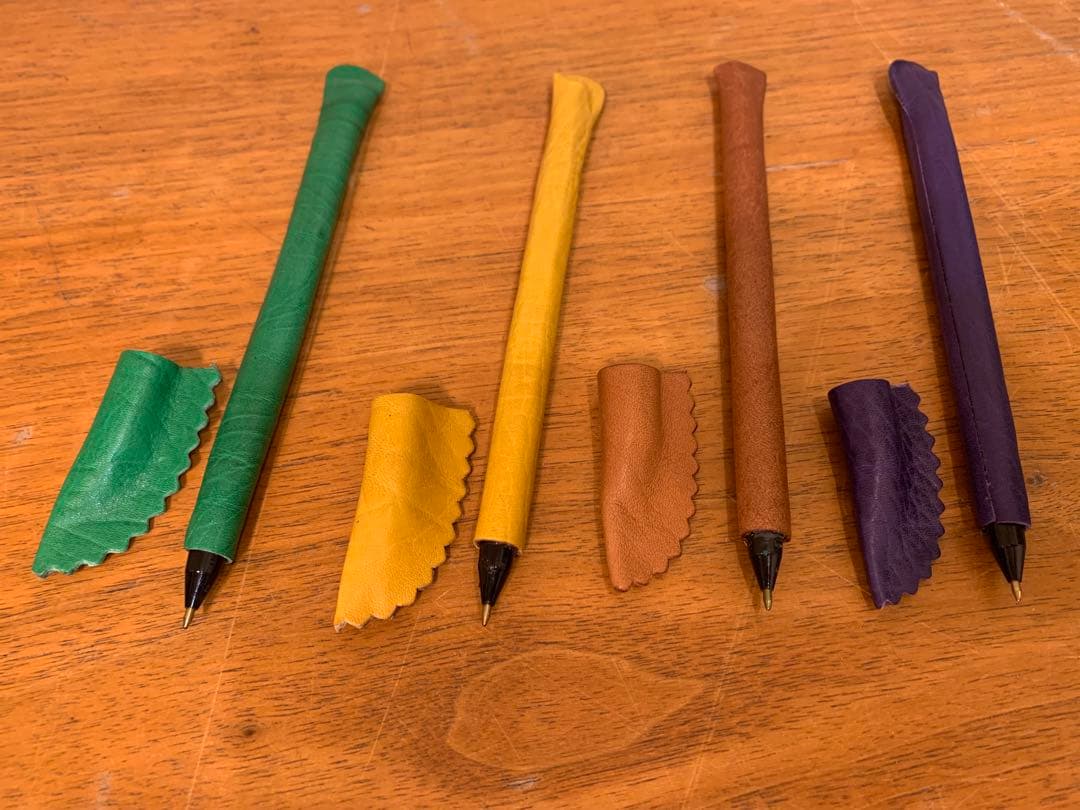 N0810-02★未使用 IBIZAボールペン 7本セット 緑黄茶紫黒