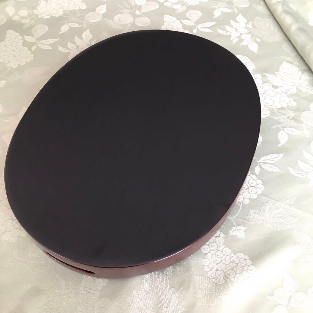 GG様リクエスト　輪島塗り　田村製/螺鈿桜文/ラウンド型手付き盆　ボルドーカラー