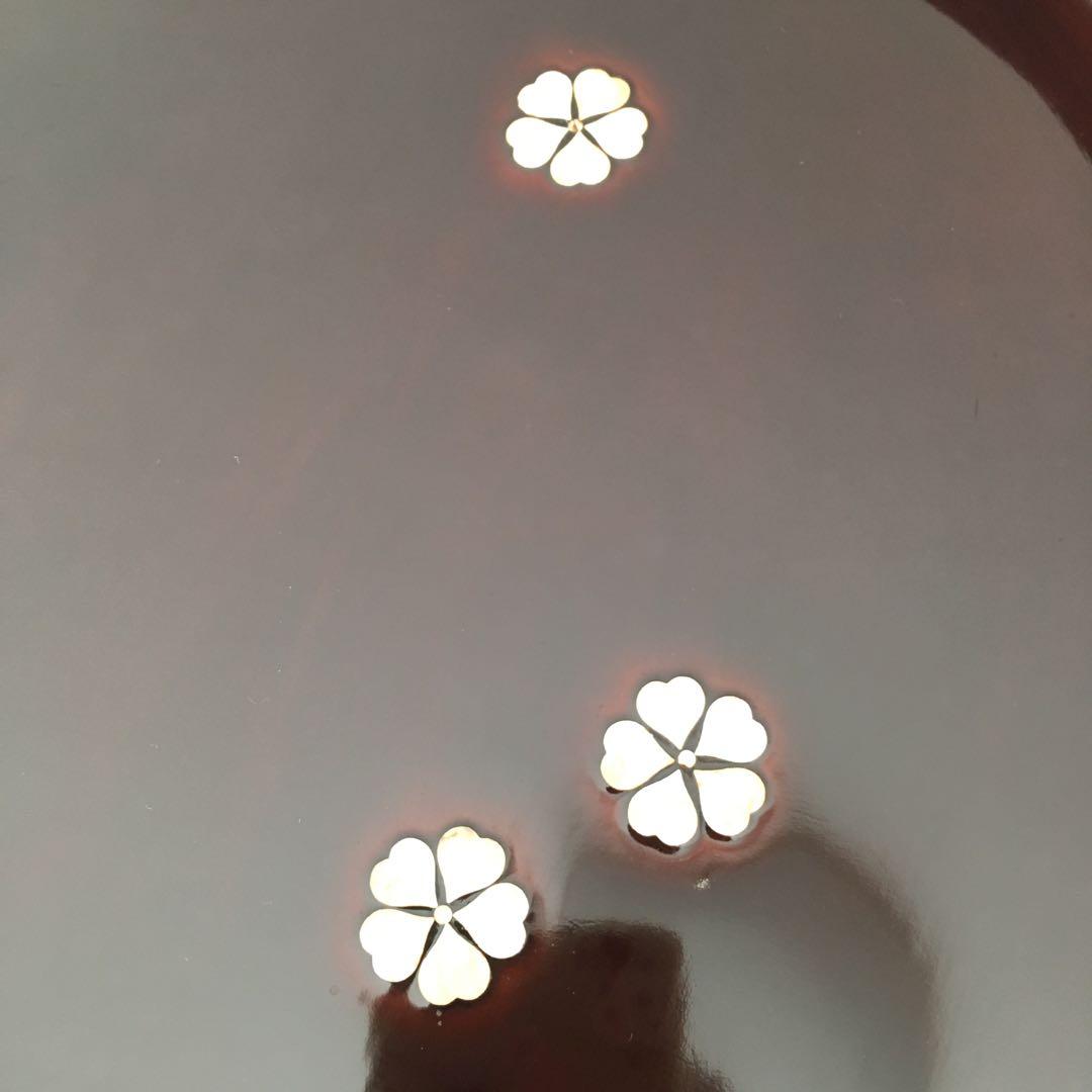 GG様リクエスト　輪島塗り　田村製/螺鈿桜文/ラウンド型手付き盆　ボルドーカラー