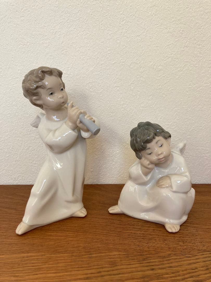 リヤドロ　LLADRO 天使　2体セット「可愛いフルート」「可愛い考えごと」