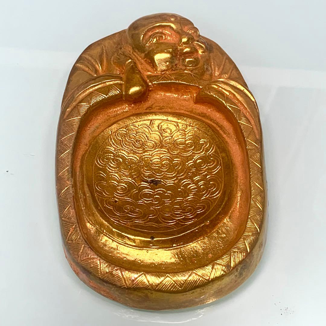 硯　鎏金硯 時代物　書道　文房具　インテリアに　飾り　量目688グラム