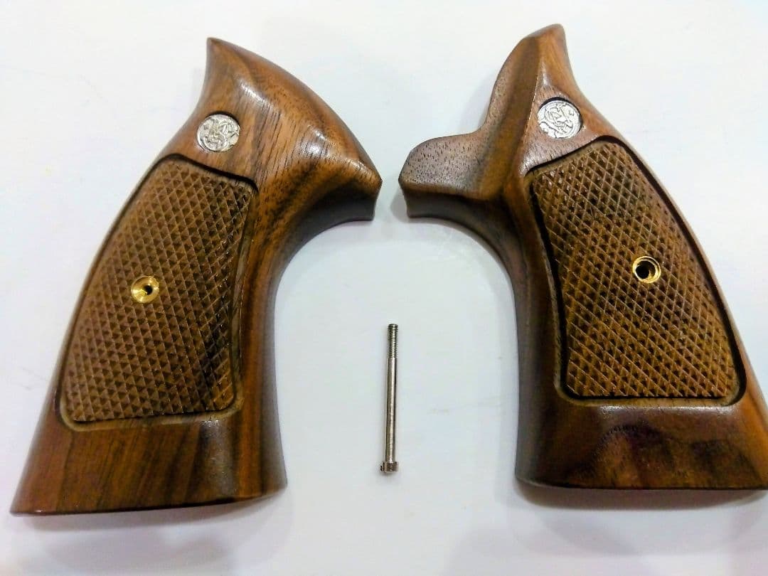 タナカワークス製 S&W Kフレーム木製グリップ （ウエイト付き）スクエアパット