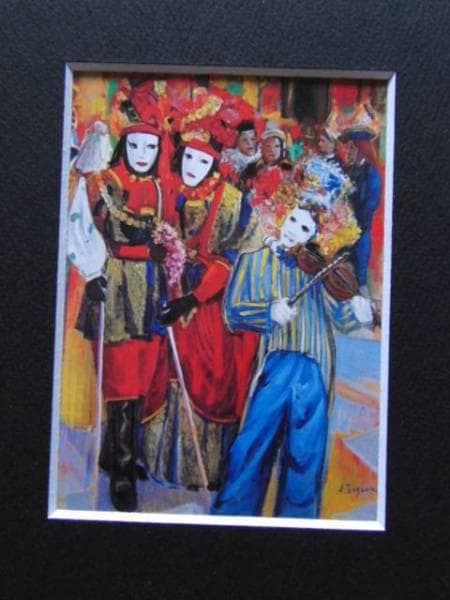 津川明美、水の都カーニバル、希少な画集より、新品高級額・額装付、状態良好