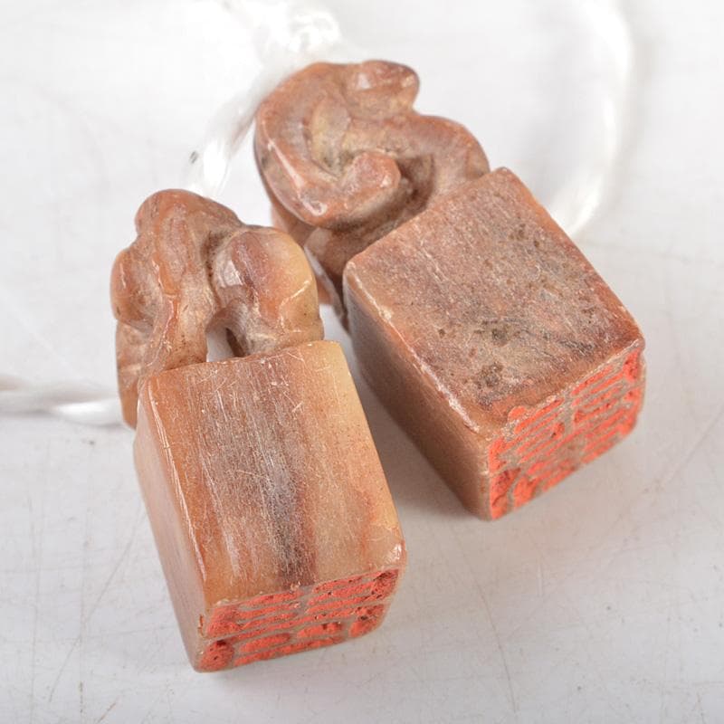 中国　玉石寿山石彫刻　印籠形　印材　書道具　篆刻　V　R6103