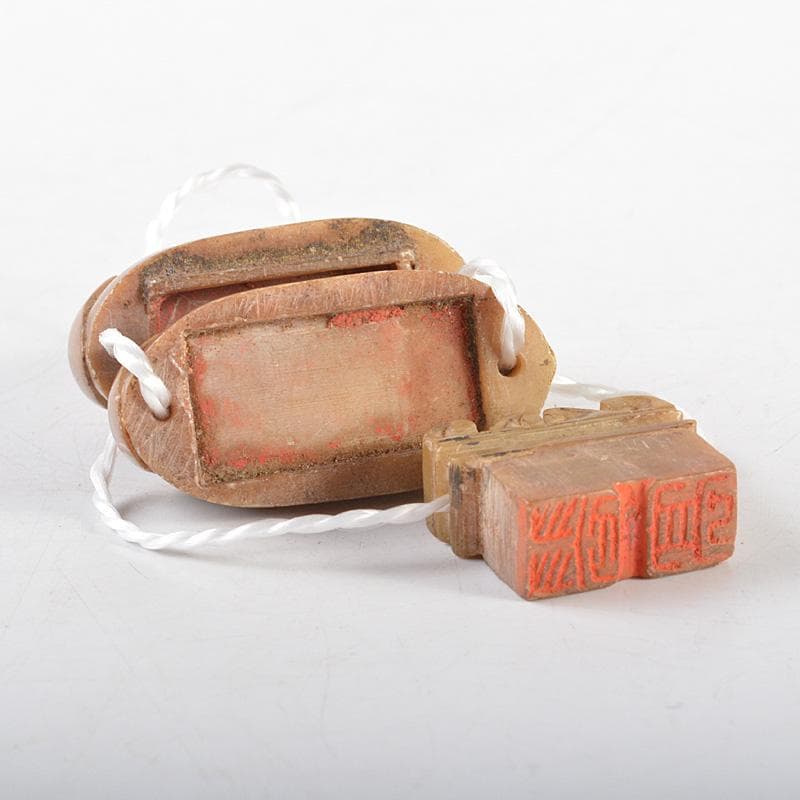 中国　玉石寿山石彫刻　印籠形　印材　書道具　篆刻　V　R6103