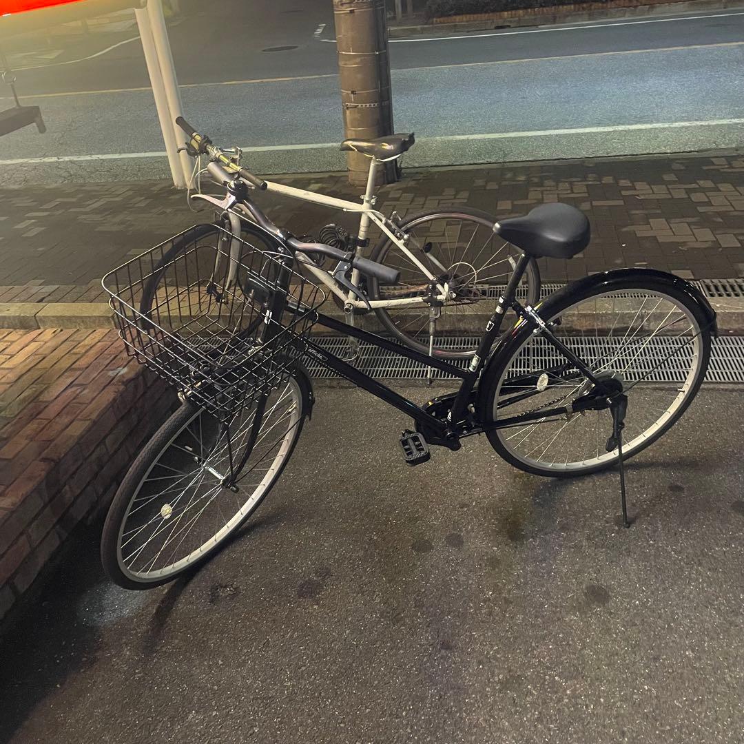 ママチャリ 自転車 27インチ シティサイクル ネイビー