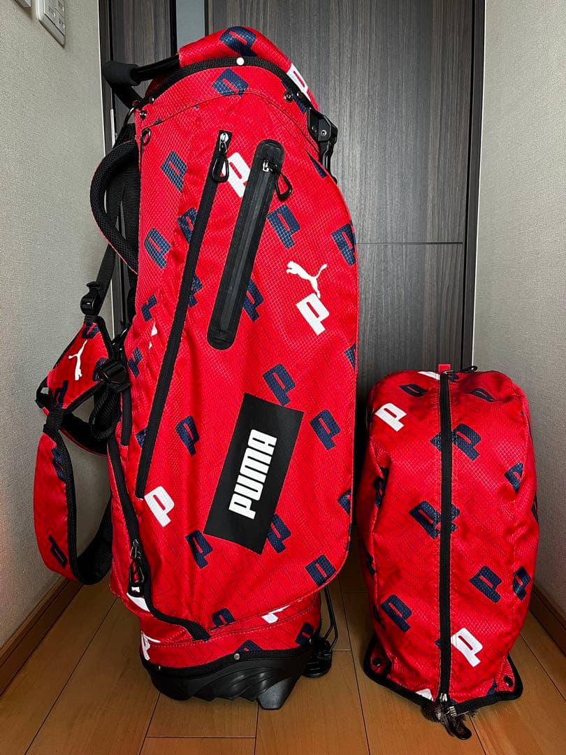 美品PUMAプーマ　スタンド式キャディバッグ 軽量2.8kg Pグラフィック