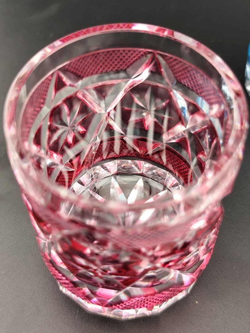 【極希少】復刻薩摩切子 阪本光男 作 ペアぐい呑み（切子、江戸切子、薩摩切子）