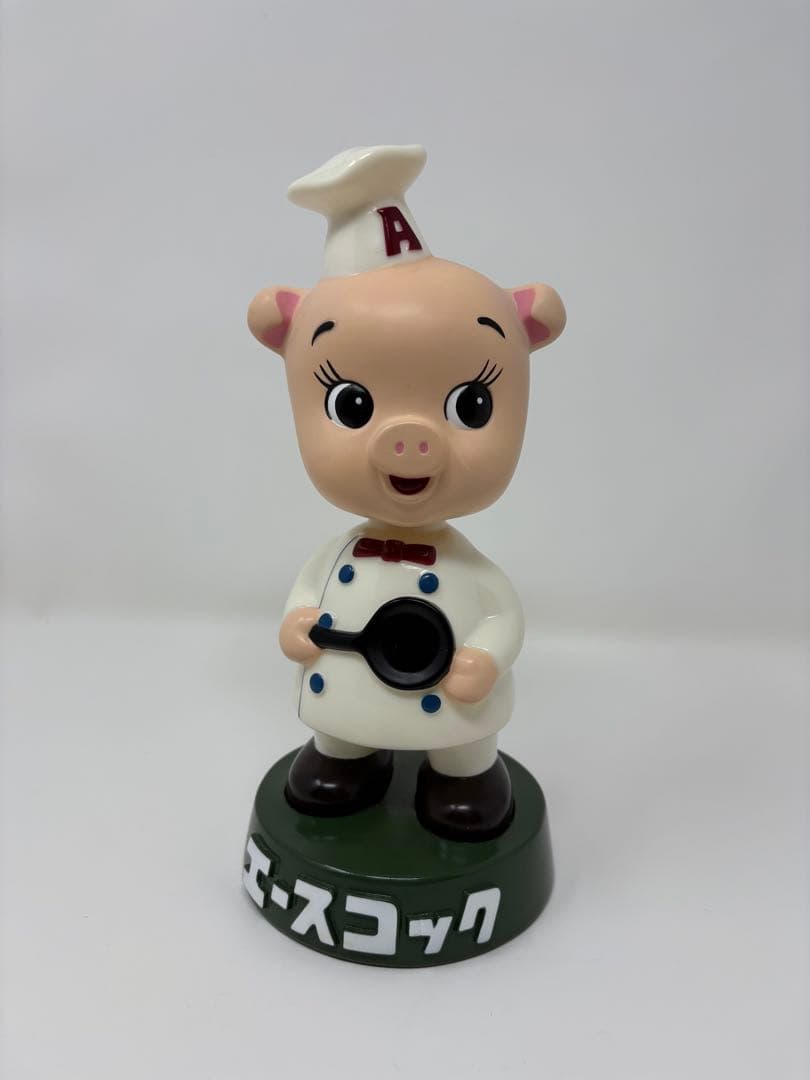 【最安値】エースコック こぶた 首振り人形 緑台座 ワンタンメン 刻印あり