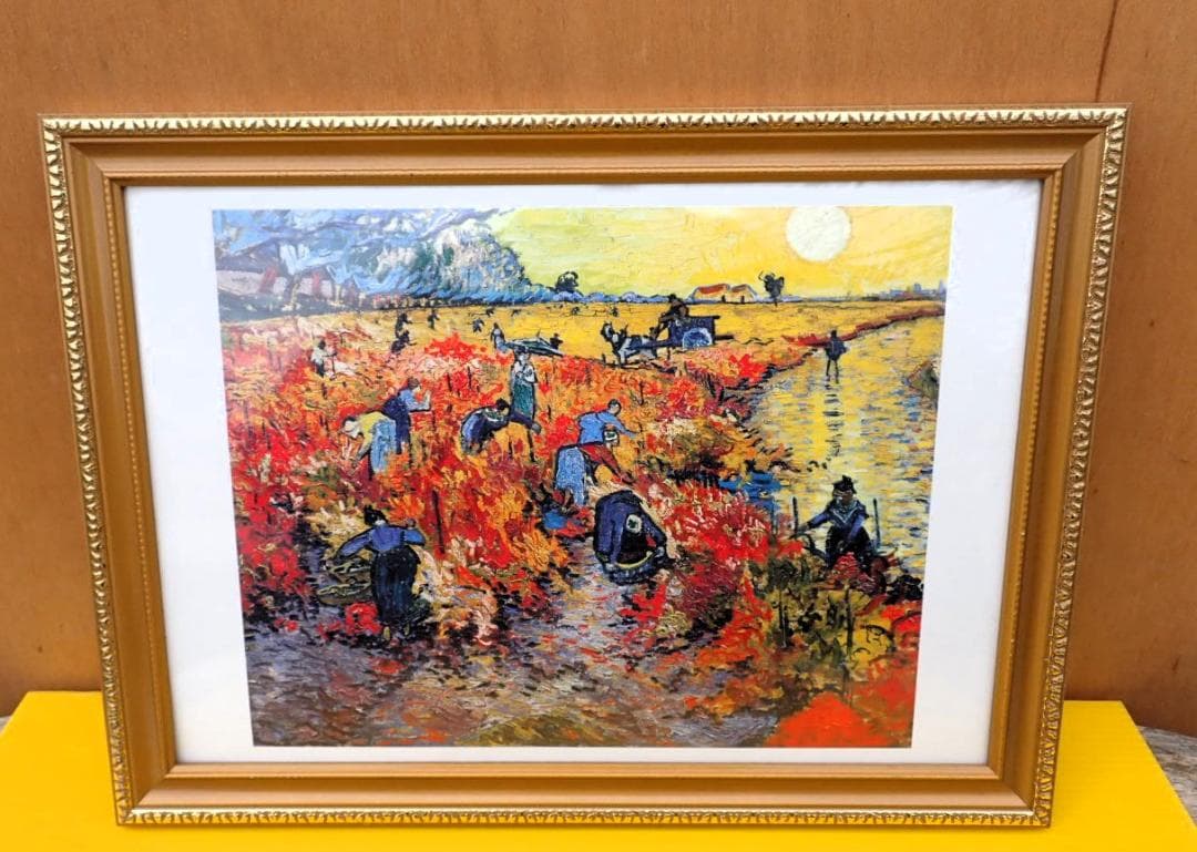 印象派風 収穫の風景 油彩調 複製画 額装