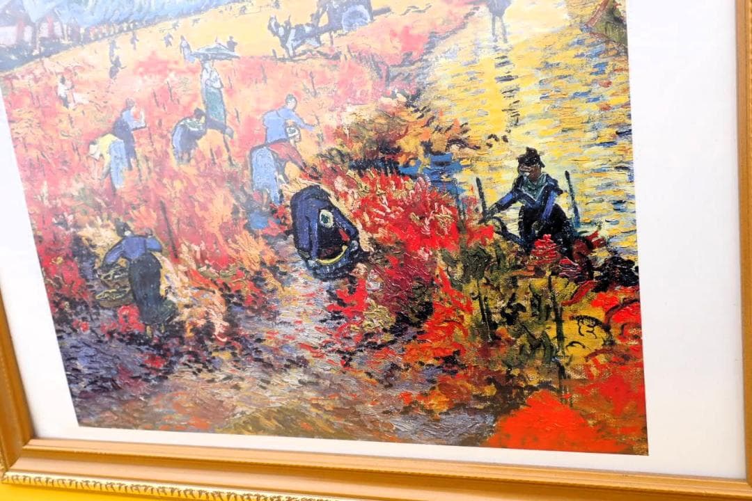 印象派風 収穫の風景 油彩調 複製画 額装