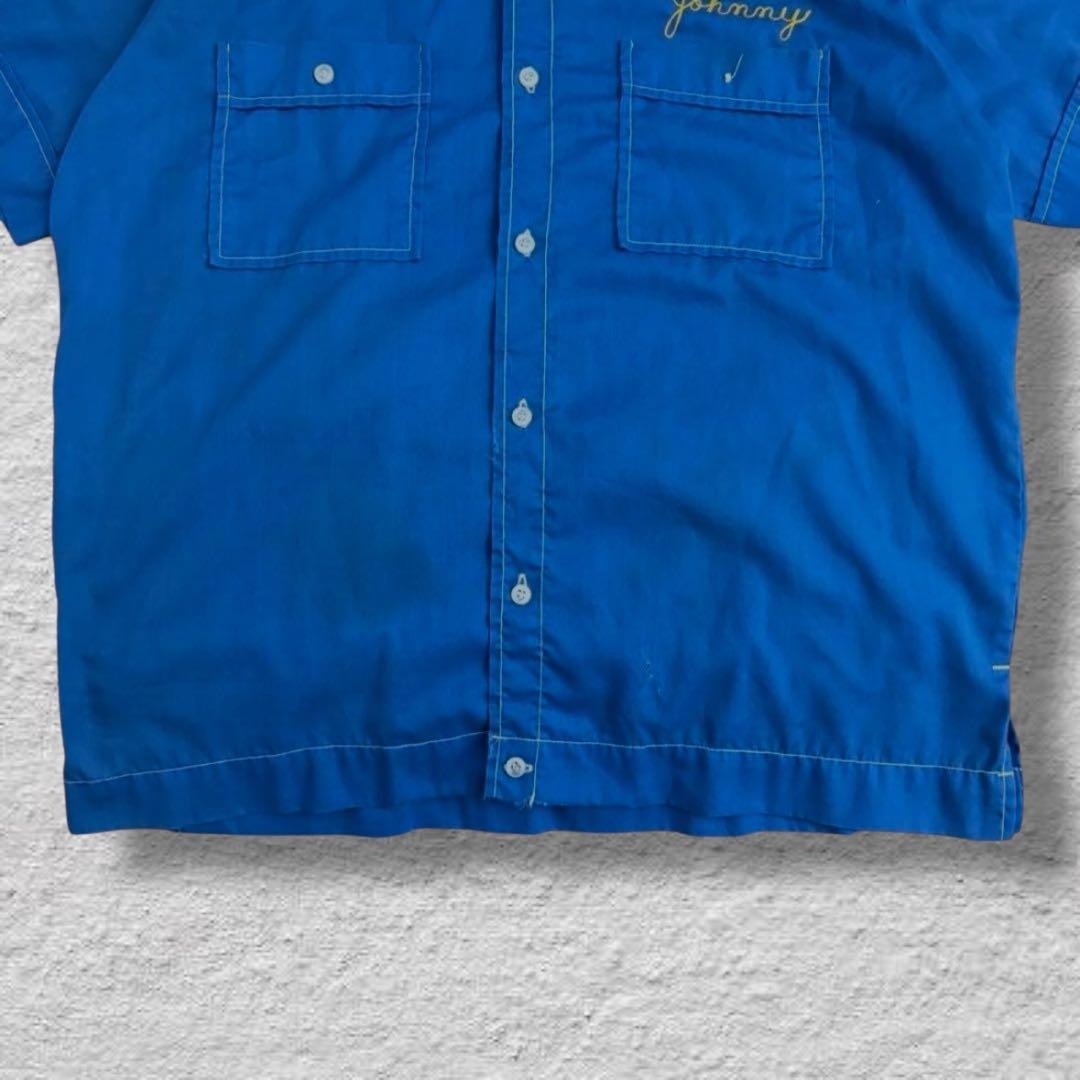ヒルトンボーリングシャツ70s刺繍USA製チェーンステッチvintage古着