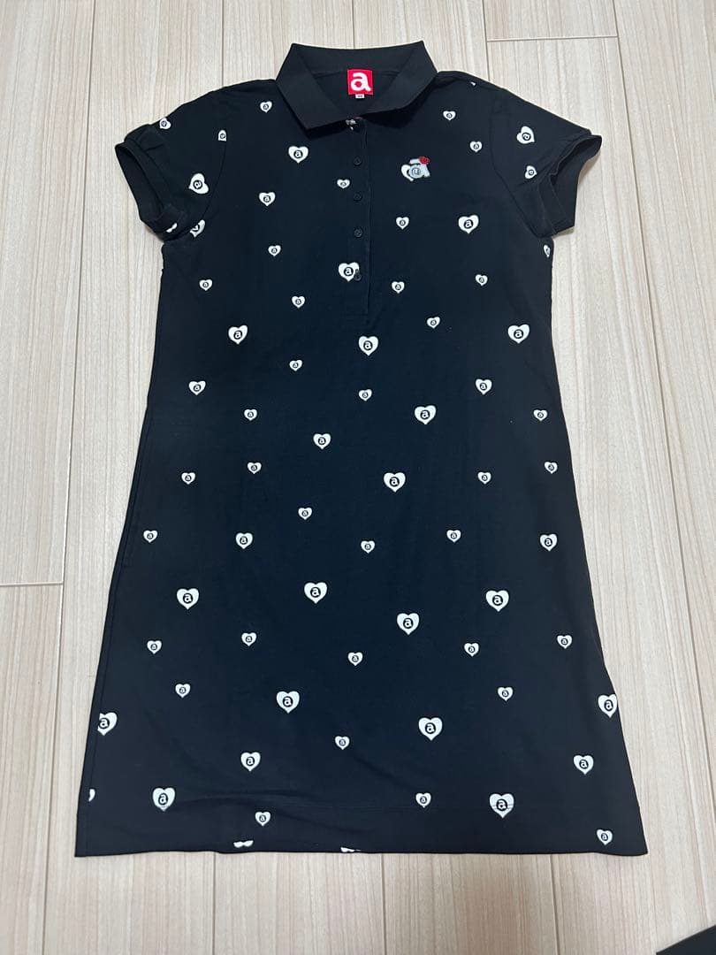 極美品 アルチビオ ゴルフウェア ワンピース ハート柄 ネイビー 38 Mサイズ