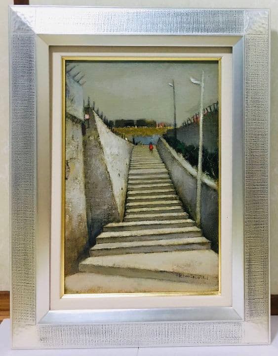 貨車のある風景　油絵　P6(409×273mm)