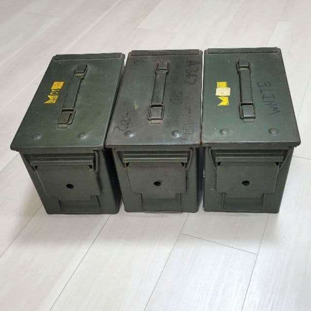 【20年モノ】アメリカ軍　アーモ缶　３個セット弾薬箱　米軍放出品　本物