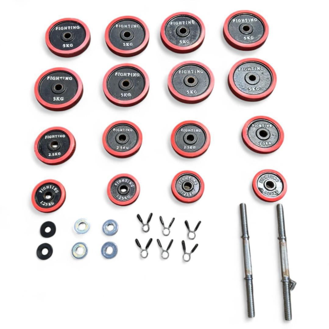 宅トレに！ダンベルプレート計55kg＋プレートラック＋トレーニングベンチ