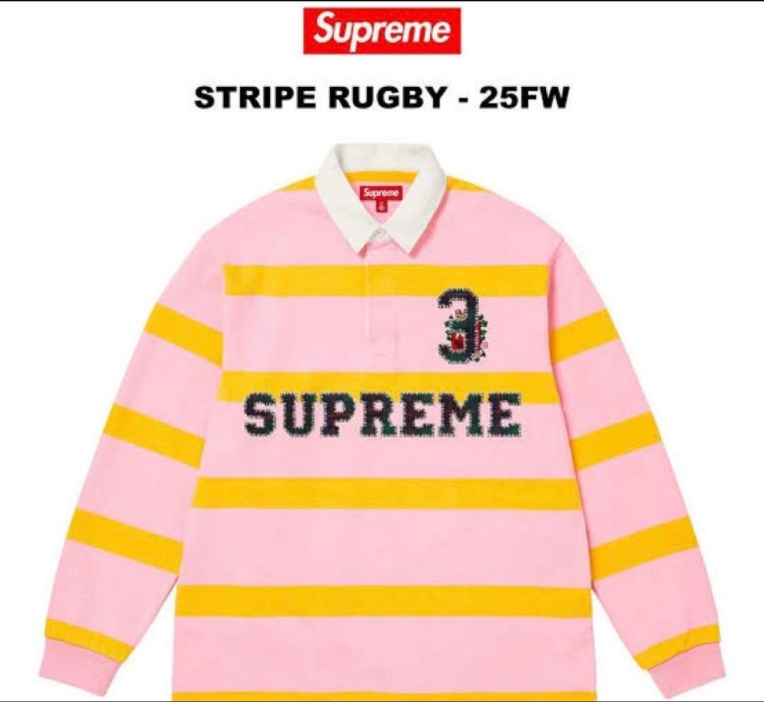 Supreme STRIPE RUGBY - 25FW ラガーシャツ　ピンク