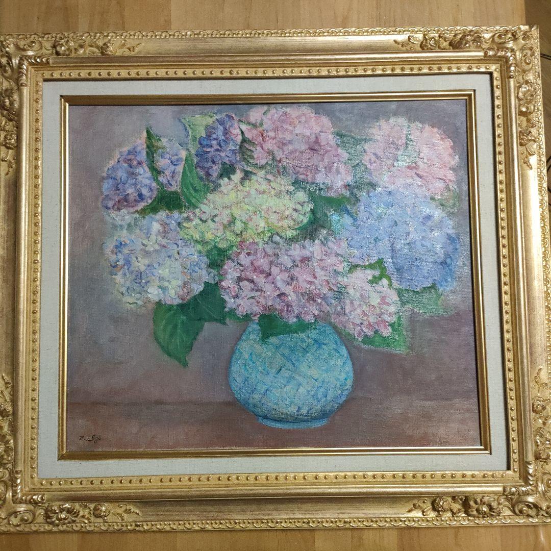 ✿油彩画 花瓶に入った色鮮やかな紫陽花✿