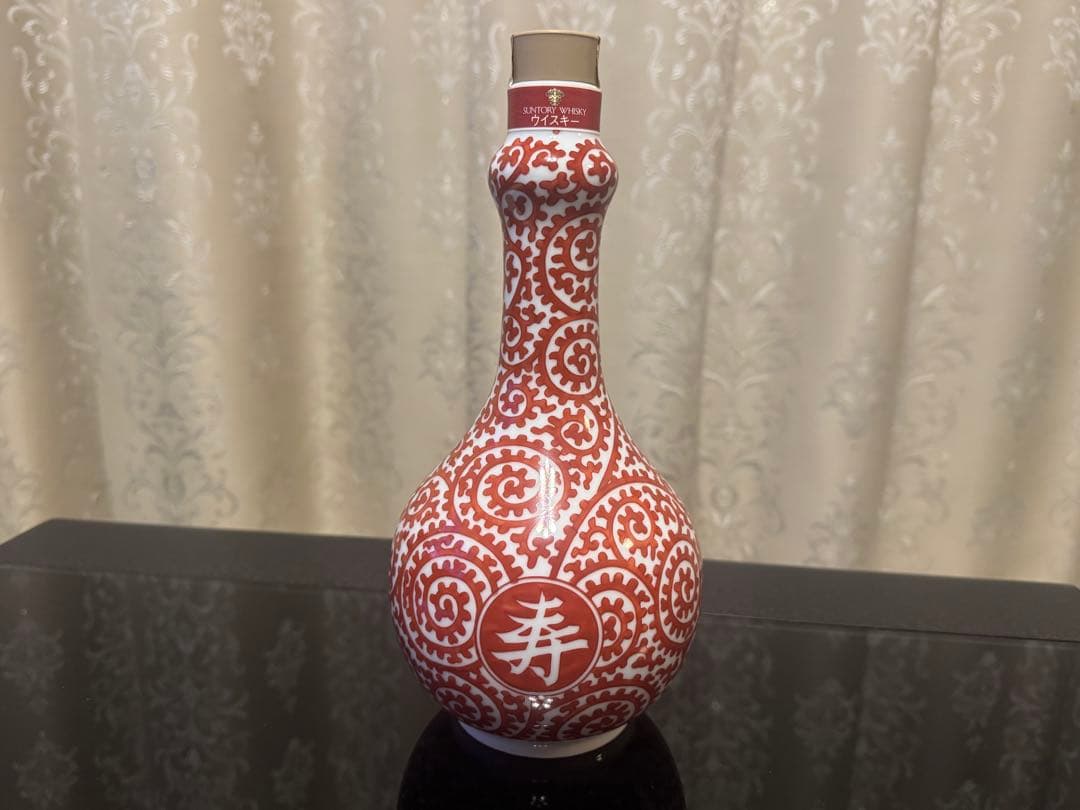 サントリー ピュアモルトウイスキー　山崎12年 有田焼　赤絵蛸唐草 陶器ボトル