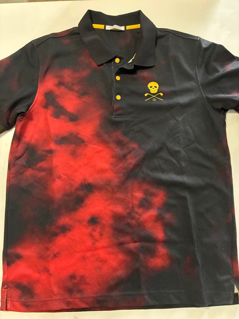 MARK & LONA ポロシャツ サイズ50 黒/赤タイダイ