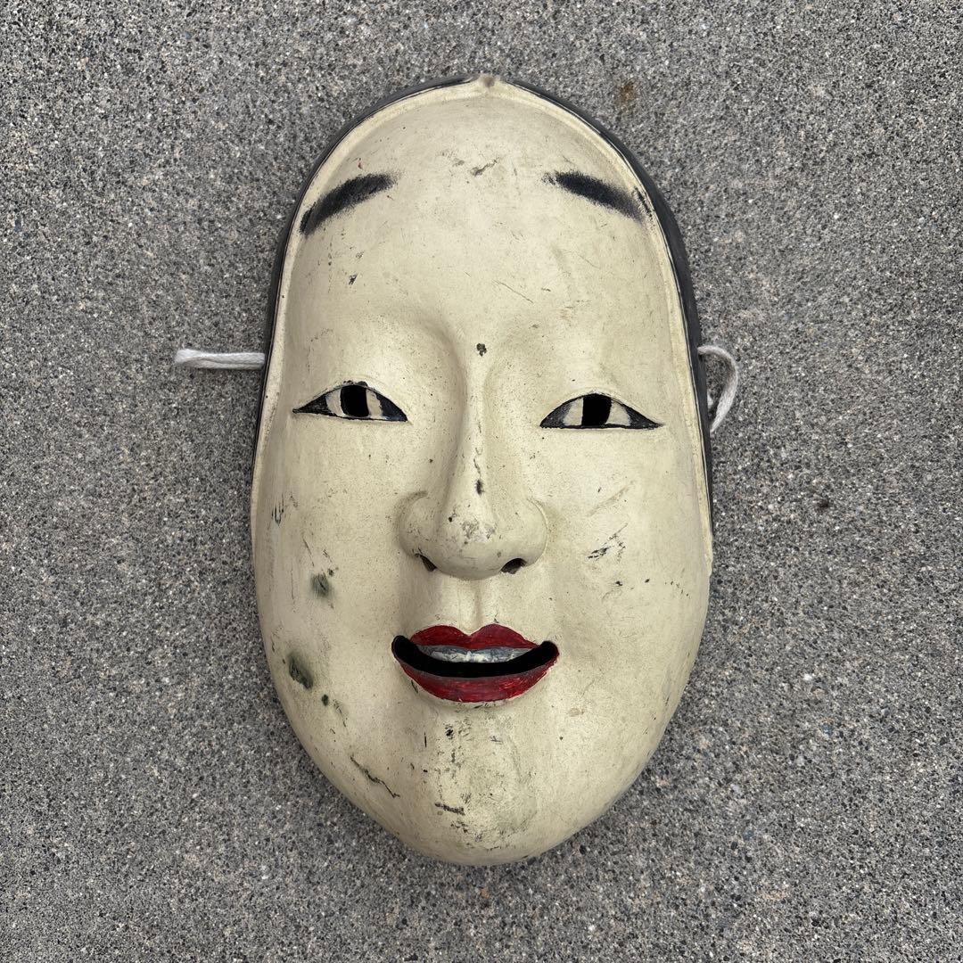 大正ロマン　能面 微笑みの木製お面