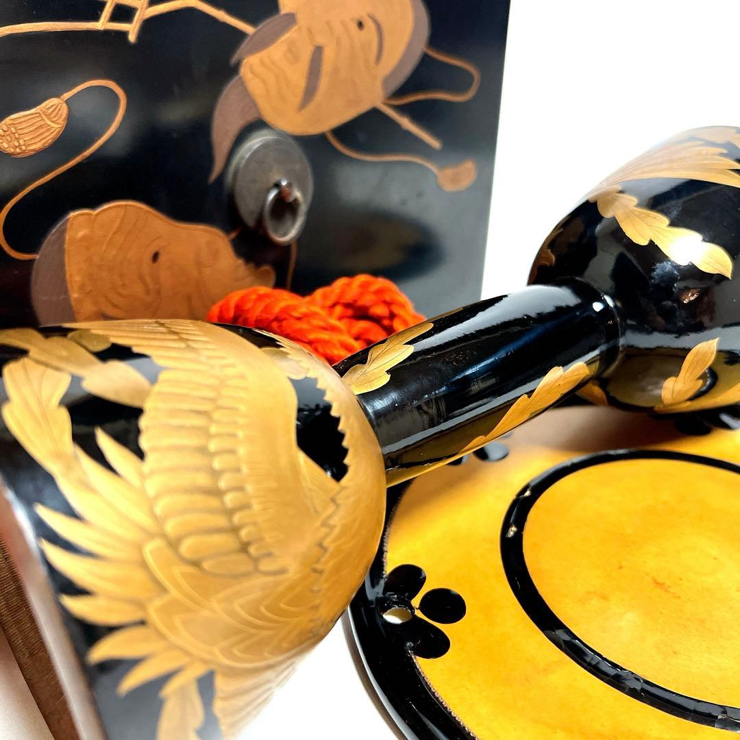 【蔵出し・希少】鼓　蒔絵　小鼓　胴　和楽器　漆塗り　伝統芸能　能 歌舞伎　鳳凰紋