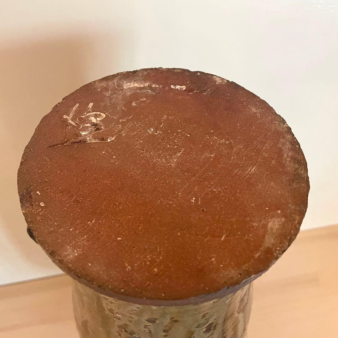 鉄釉 瓶子 梅瓶 在銘 37cm 検）古瀬戸 自然釉 丹波焼 灰釉 中国美術