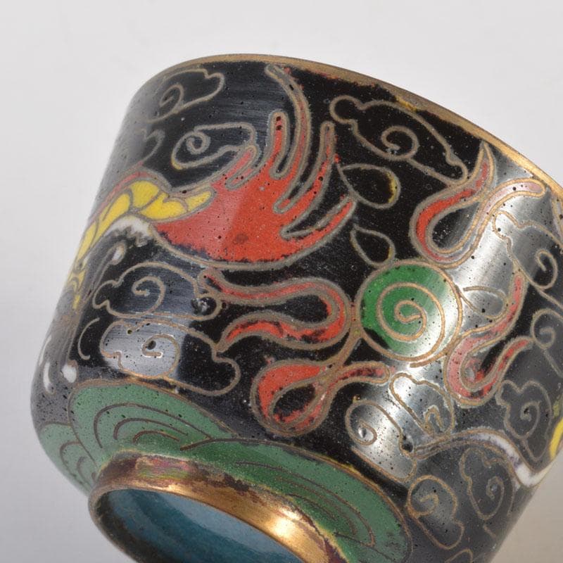 中国　古七宝琺瑯彩　神獣文　盃　五客　C　6713