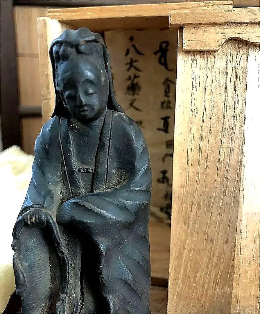 中国美術 古陶器 細密 観音菩薩像 在銘 仏像 桐箱付き
