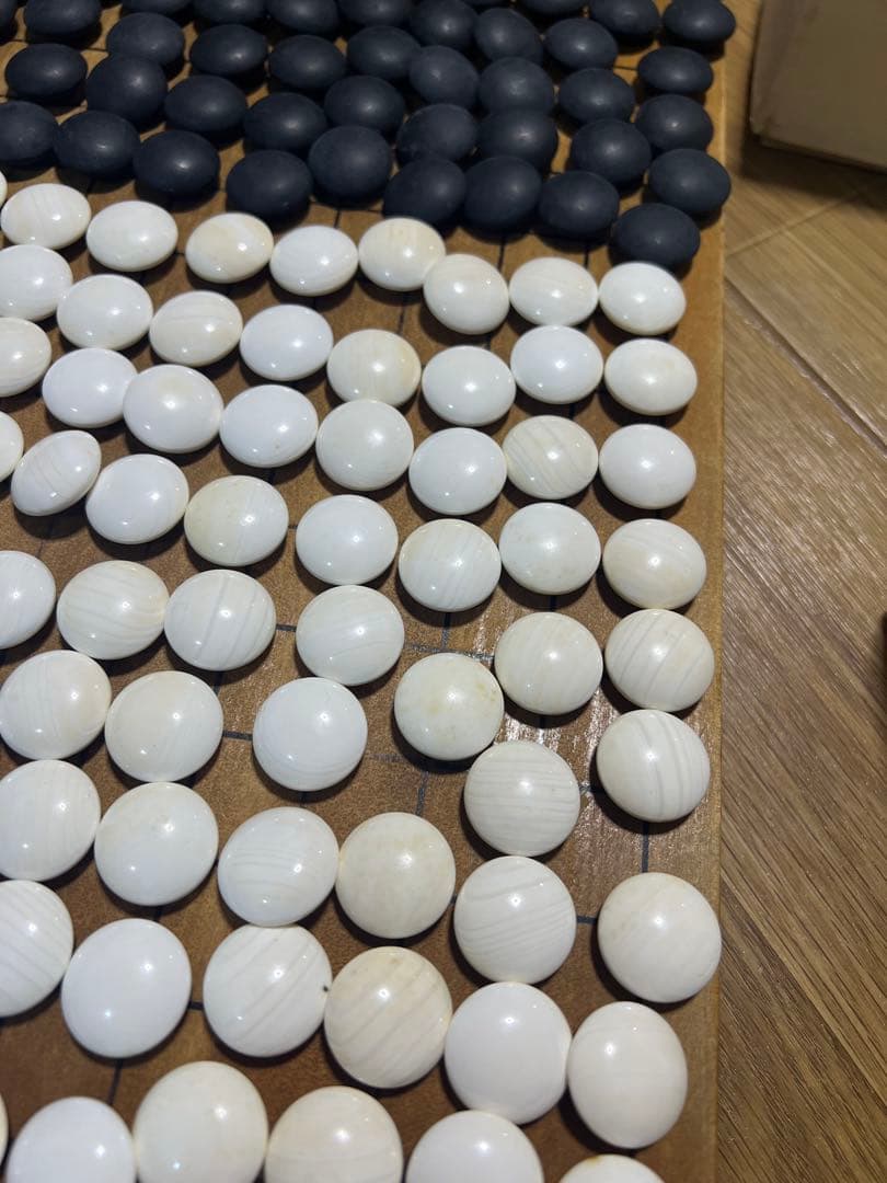 日向特製【美品】蛤碁石 35号 本那智黒 本蛤碁石 白186個 黒182個
