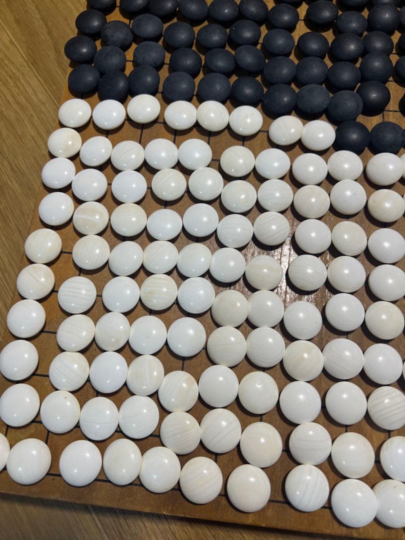 日向特製【美品】蛤碁石 35号 本那智黒 本蛤碁石 白186個 黒182個