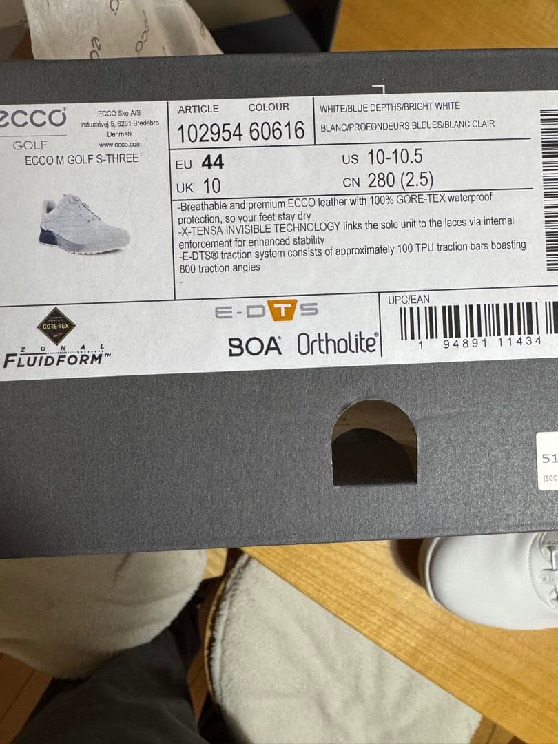 ECCO GOLF S-THREE ホワイト/ブルー EU 44 値下げしました