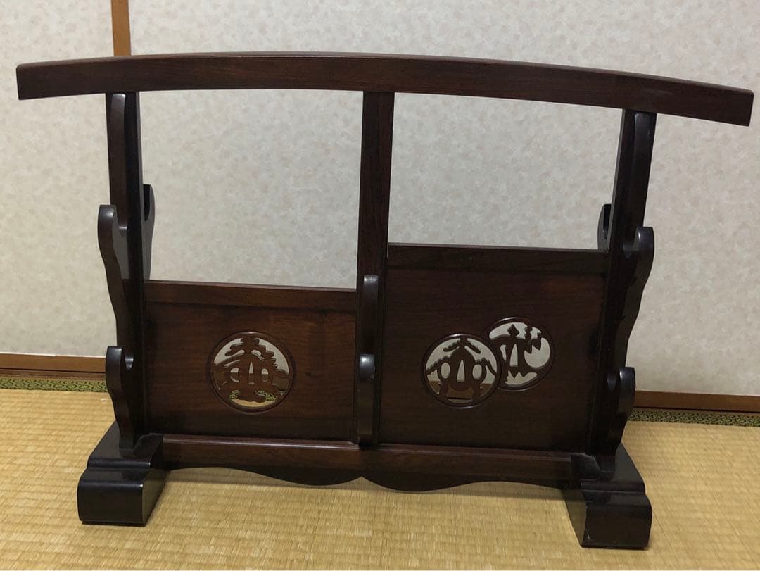 鍔透かし彫り 刀掛け 四振掛　武具甲冑　日本刀