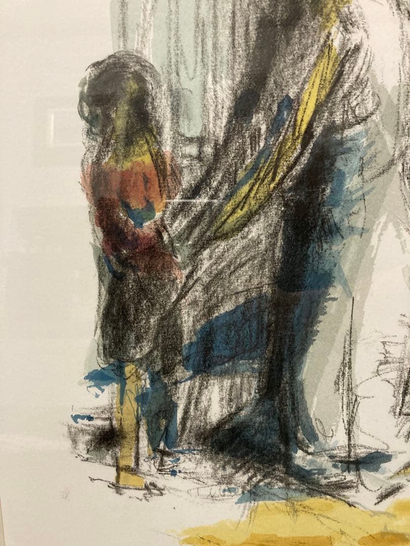 リトグラフ　森芳雄 母子像　直筆サイン　被せ箱付属　美品年鑑掲載作家