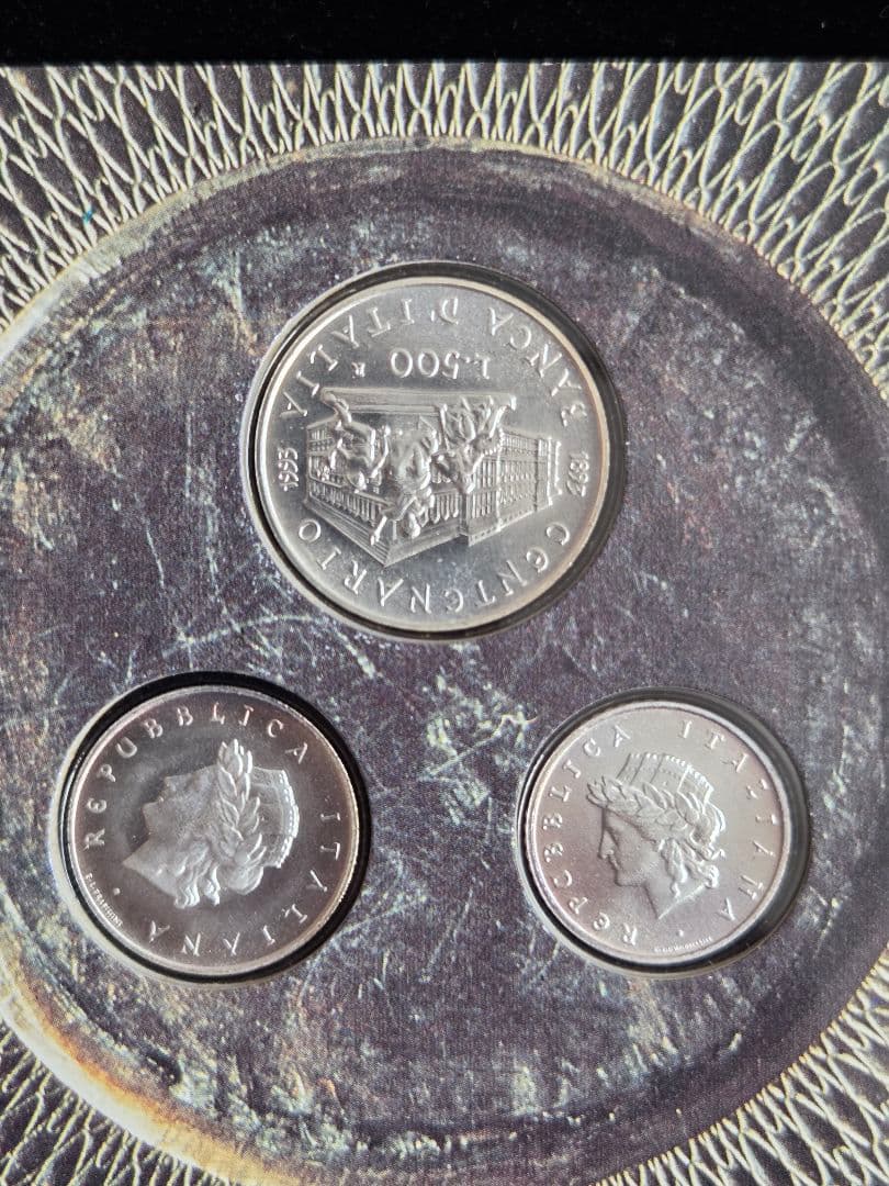 イタリア共和国　イタリア銀行創設100周年記念銀貨　3枚セット　1993