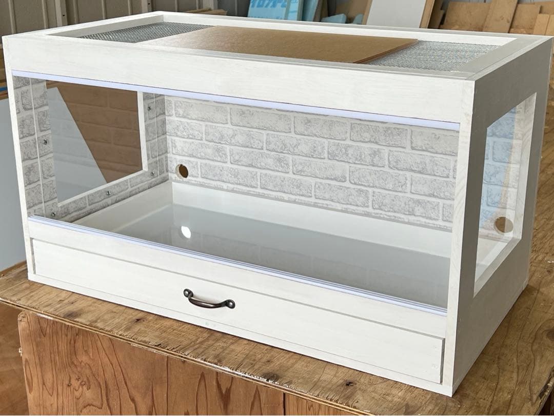 送料込　ハリネズミ　ハムスター　木製ケージ　引き出し付　小動物　カスタムベースに