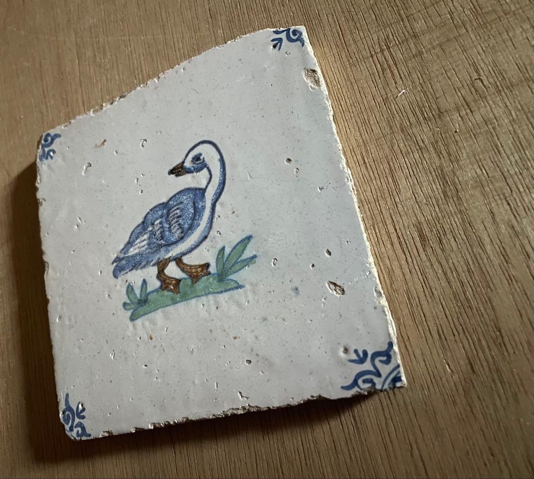 17世紀　色絵のデルフトタイル　オランダ　/ 骨董　アンティーク　古道具