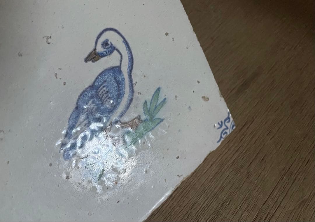 17世紀　色絵のデルフトタイル　オランダ　/ 骨董　アンティーク　古道具