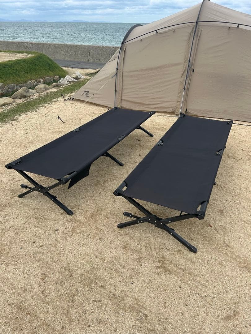 Hilander コット ブラック サイドポケット付き　2台セット