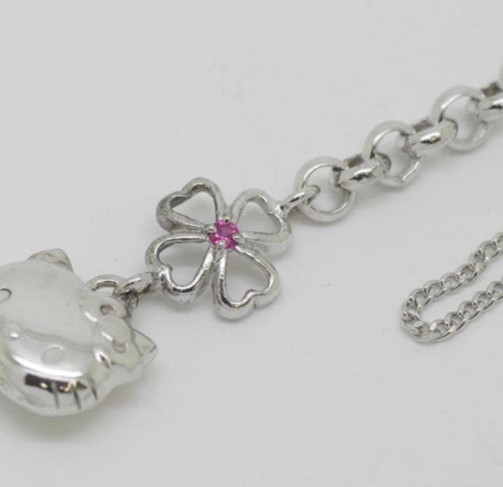 希少　新品　 シルバー925 ハローキティ ルビー ストラップ　サンリオ　ケース