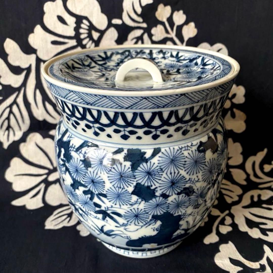 京焼　平安　西村徳泉　紫翠窯　茶道具・水指し　染付　松竹梅吉祥紋様　祥瑞