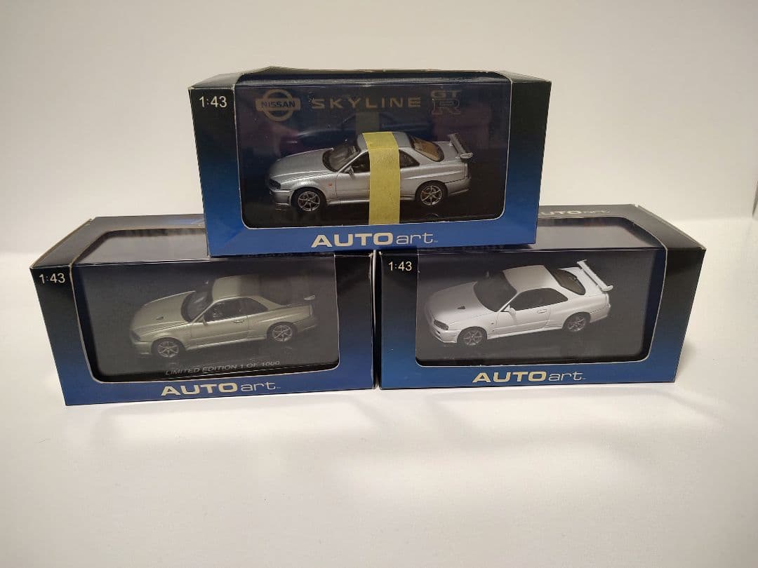 オートアート 1/43 スカイライン R34 GT-R ミニカー 3台セット