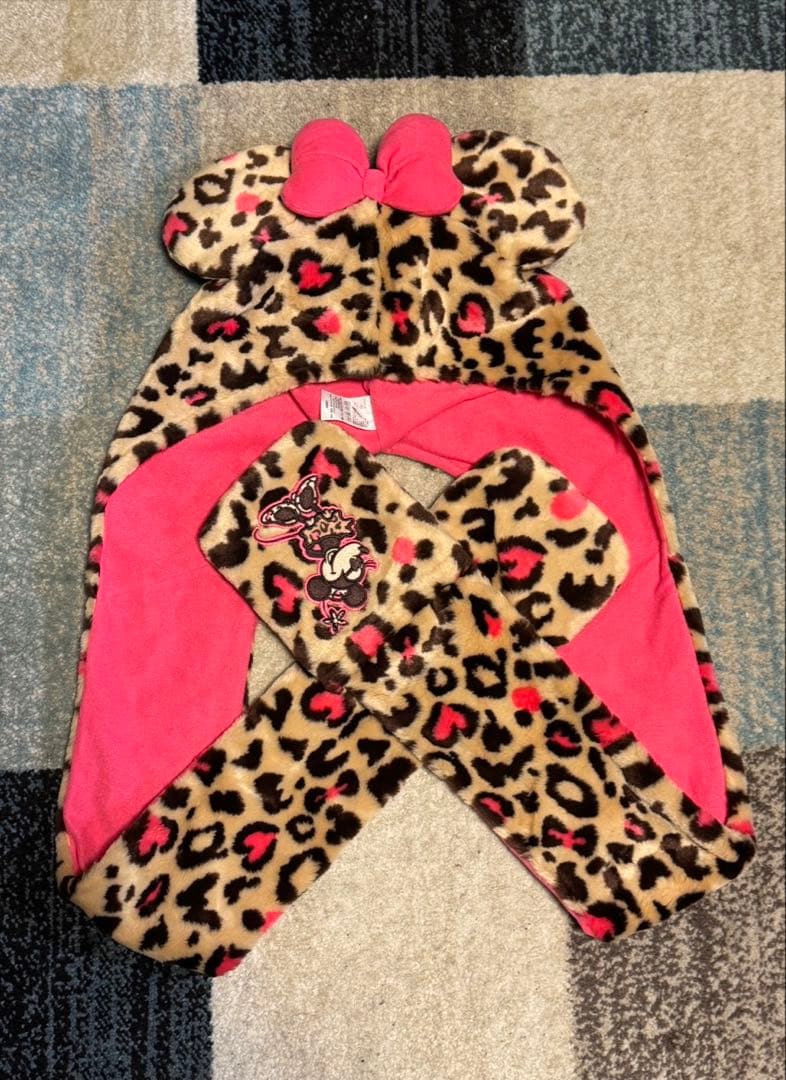 東京ディズニーリゾート ミニー ヒョウ柄 ファンキャップマフラー